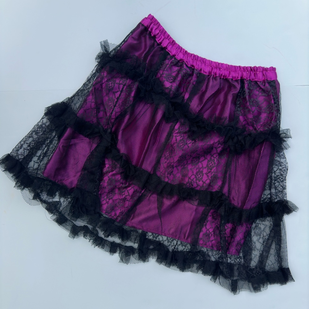 Elegant Black and Purple Wicked Lace Crinoline Women's Skirt Halloween Costume